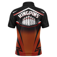 Load image into Gallery viewer, Custom Bowling Shirt for Men, Kingpins Orange Polo Bowling Shirt with Name, Men Bowlers Jersey NBP157