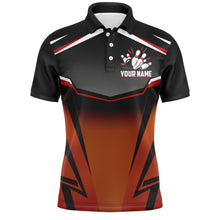 Load image into Gallery viewer, Custom Bowling Shirt for Men, Kingpins Orange Polo Bowling Shirt with Name, Men Bowlers Jersey NBP157