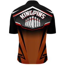 Load image into Gallery viewer, Custom Bowling Shirt for Men, Kingpins Orange Quarter-Zip Bowling Shirt with Name, Men Bowlers NBZ157