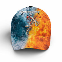 Load image into Gallery viewer, Personalized Motocross Cap - 3D Fire&amp;Water Blend BWB Hat for Bikers, Off-road Riders, Motorcycle Lovers NMS375