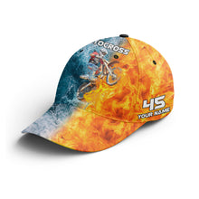 Load image into Gallery viewer, Personalized Motocross Cap - 3D Fire&amp;Water Blend BWB Hat for Bikers, Off-road Riders, Motorcycle Lovers NMS375