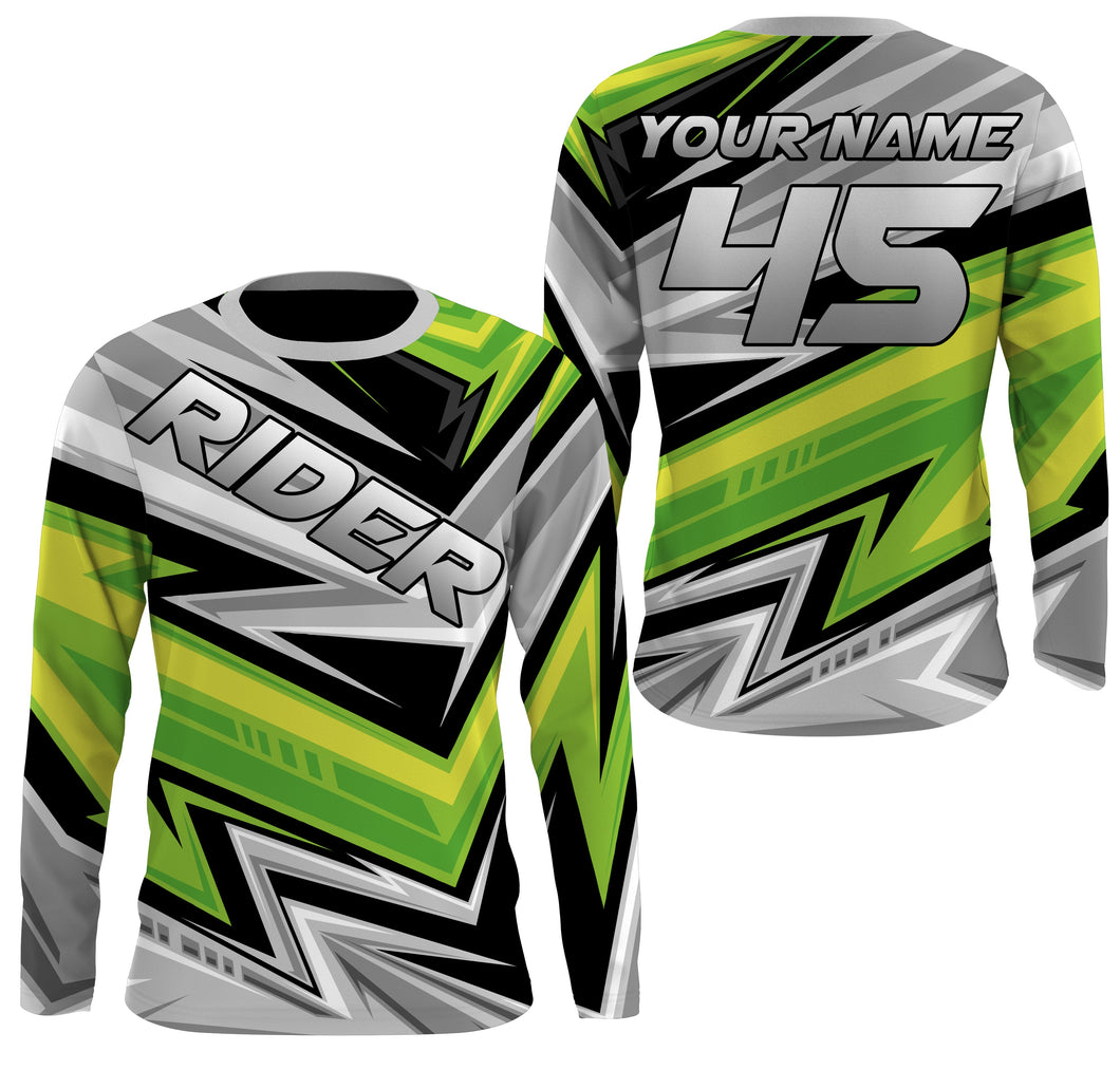 Personalized Riding Jersey UPF30+ UV Protect Long Sleeves, Motocross Dirt Bike Motorcycle Racewear| NMS396