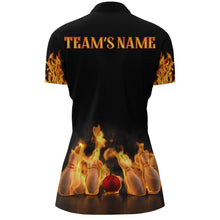 Load image into Gallery viewer, Custom Fire Bowling Shirt for Women Flames Bowling Jersey with Name League Ladies Quarter-Zip Shirt NBZ174