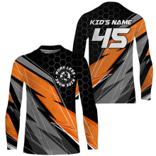 Load image into Gallery viewer, Orange Personalized Motocross Jersey UPF30+ Work Less Ride More Dirt Bike Racing Shirt Youth Men NMS1444