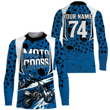 Load image into Gallery viewer, Personalized Blue Motocross Jersey UPF30+ Adult Youth Extreme Dirt Bike Racing Shirt Off-road NMS1395