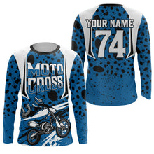 Load image into Gallery viewer, Personalized Blue Motocross Jersey UPF30+ Adult Youth Extreme Dirt Bike Racing Shirt Off-road NMS1395