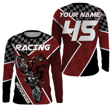 Load image into Gallery viewer, Motocross Racing Jersey Personalized  UPF30+, Motorcycle Red Dirt Bike Racing Off-Road Riders Racewear| NMS433