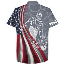 Load image into Gallery viewer, Patriotic Hawaiian Bowling Shirt for Men Women, American Flag Custom Name Bowler Jersey Short Sleeve NBH97