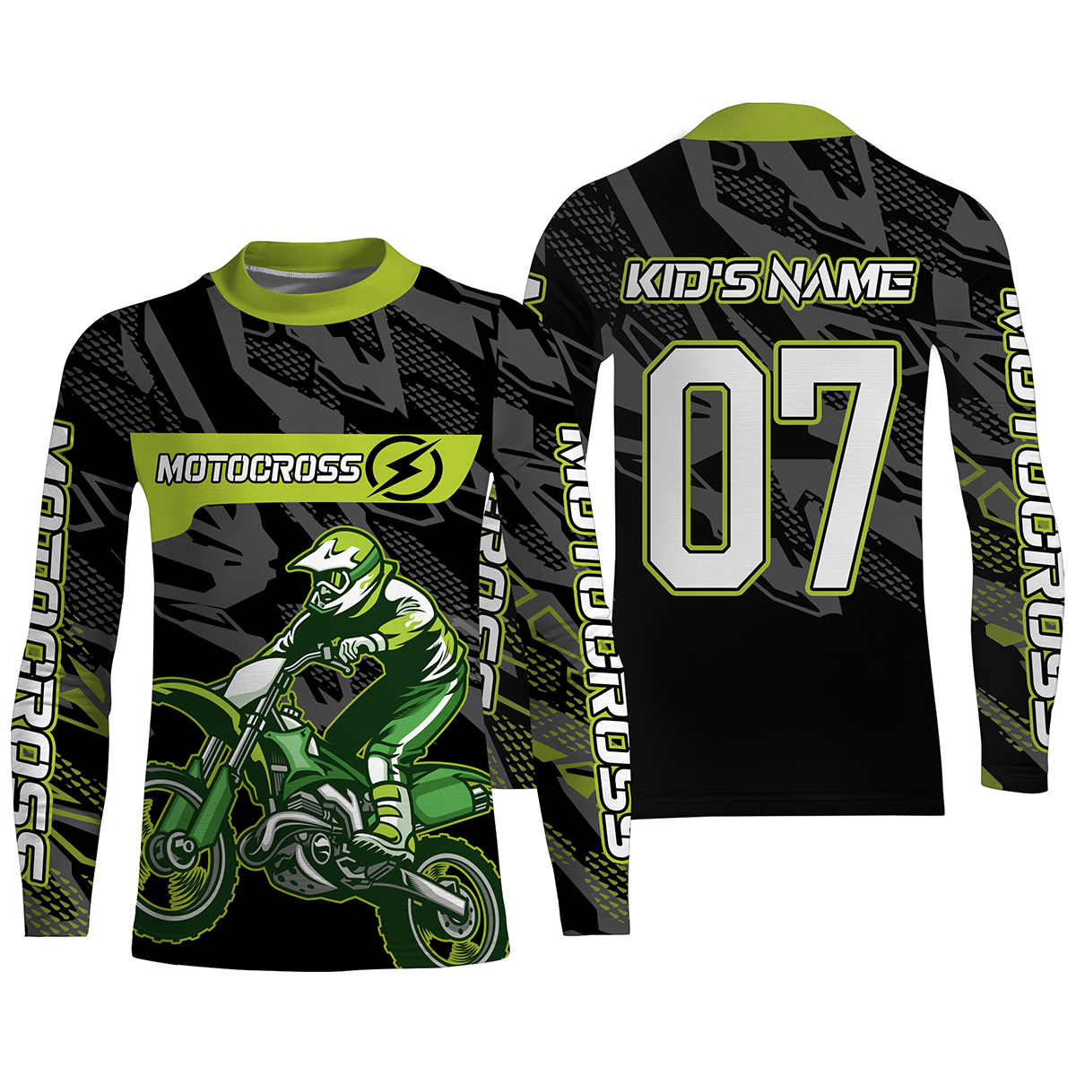 Camo Motocross Personalized Jersey UPF30+ UV Protect, Green Dirt Bike Racing Off-road Riders Racewear| NMS447