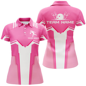 Polo Bowling Shirt for Women Pink Personalized Bowlers Custom Team Short Sleeves Jersey NBP107