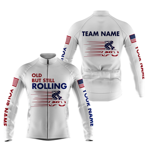 American Flag Mens Cycling Jersey - Old But Still Roll, Funny Bicycle Shirt Custom Team NMS858