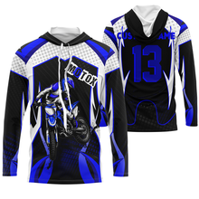 Load image into Gallery viewer, Personalized MotoX jersey UPF30+ blue dirt bike racing motorcycle off-road riders long sleeves| NMS914