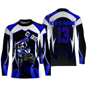 Personalized MotoX jersey UPF30+ blue dirt bike racing motorcycle off-road riders long sleeves| NMS914