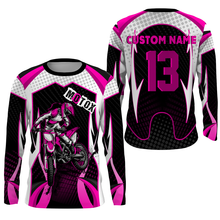 Load image into Gallery viewer, Custom MotoX Jersey UPF30+ biker girl motorcycle pink dirt bike racing off-road riders long sleeve| NMS915