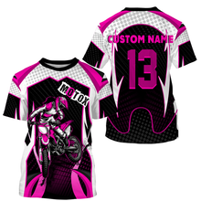 Load image into Gallery viewer, Custom MotoX Jersey UPF30+ biker girl motorcycle pink dirt bike racing off-road riders long sleeve| NMS915