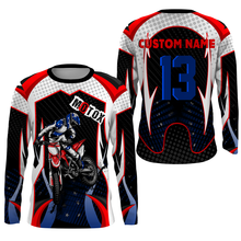 Load image into Gallery viewer, Personalized MotoX Jersey UPF30+ motorcycle blue dirt bike racing off-road riders long sleeve| NMS916