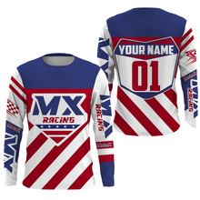 Load image into Gallery viewer, Personalized MX Racing Jersey UPF30+ American Motocross Off-Road Adult&amp;Kid Dirt Bike Patriotic Jersey| NMS758