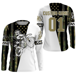 Kid&Adult Dirtbike racing jersey UPF30+ custom Patriotic Motocross offroad American flag motorcycle NMS930