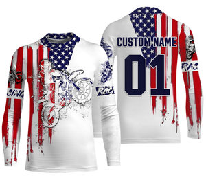 Dirtbike Racing Jersey UPF30+ Personalized Patriotic Motocross Off-road Riders American Riding Jersey| NMS610