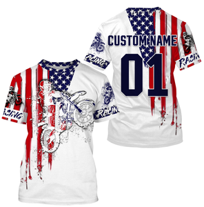 Dirtbike Racing Jersey UPF30+ Personalized Patriotic Motocross Off-road Riders American Riding Jersey| NMS610