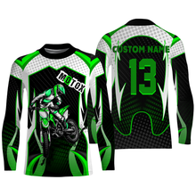 Load image into Gallery viewer, Personalized MotoX Jersey UPF30+, Motorcycle Green Dirt Bike Racing Off-Road Riders Racewear| NMS429