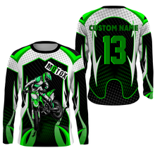 Load image into Gallery viewer, Personalized MotoX Jersey UPF30+, Motorcycle Green Dirt Bike Racing Off-Road Riders Racewear| NMS429