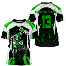 Load image into Gallery viewer, Personalized MotoX Jersey UPF30+, Motorcycle Green Dirt Bike Racing Off-Road Riders Racewear| NMS429