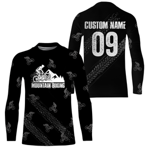 Mountain Biking Jersey Long Sleeve Hoodie, Custom MTB Shirt Cycling Biking Shirt for Cyclist Bike Rider JTS423