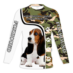 Basset Hound Dog Long Sleeve| 3D Camo Dog Shirt for Dog Lover, Hunting With Dog Shirt| JLS192