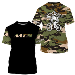 MTB Jersey Long Sleeve Hoodie Shirt, Camo Biking Cycling Shirt, Mountain Biking Shirt Biking Clothing| JTS445