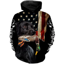 Load image into Gallery viewer, Hunting Dog Shirt| All Over Printed T-shirt Long Sleeve Hoodie| Custom American Flag Black Lab Shirt| JTSD223