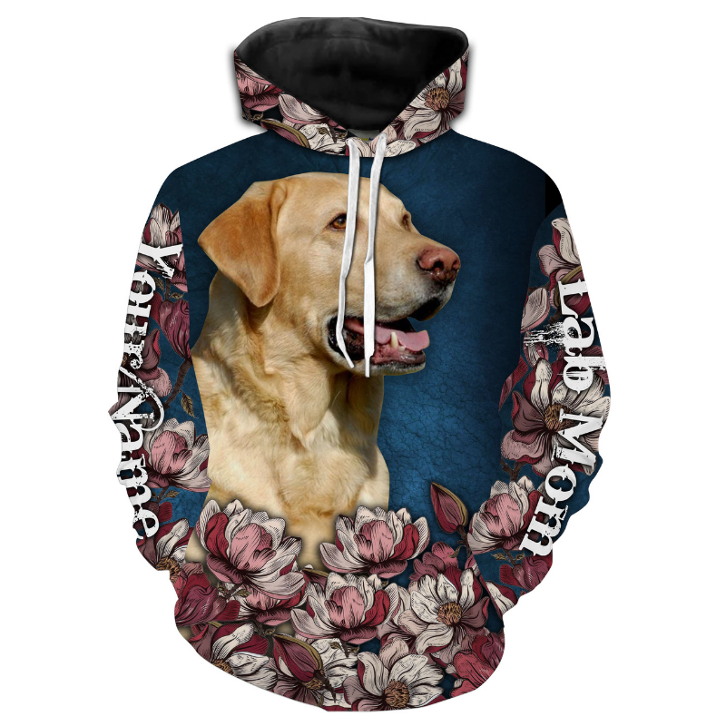 Labrador Retriever Floral Hoodie Long Sleeve| Custom Labrador Retriever Lover Shirt Dog Mom Shirt Dog Dad Shirt| JTSD267