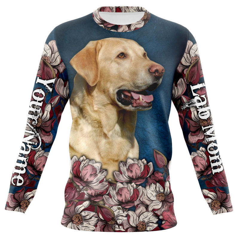 Labrador Retriever Floral Hoodie Long Sleeve| Custom Labrador Retriever Lover Shirt Dog Mom Shirt Dog Dad Shirt| JTSD267