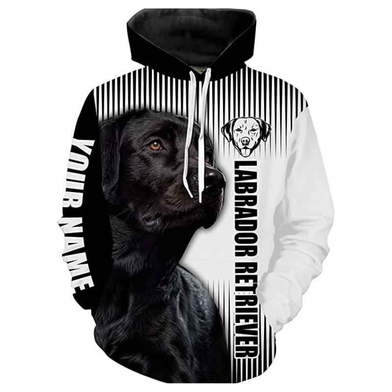 Black Labrador Retriever Hoodie Long Sleeve| Custom Name Shirt for Lab Dad Lab Mom Dog Lover JTSD268