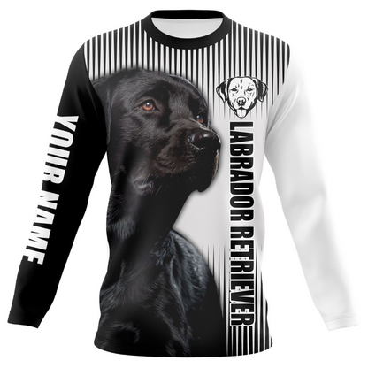 Black Labrador Retriever Hoodie Long Sleeve| Custom Name Shirt for Lab Dad Lab Mom Dog Lover JTSD268