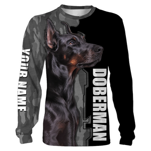 Love Doberman Hoodie Long Sleeve| Custom All Over Print Doberman Shirt for Dog Dad Dog Mom| JTSD276