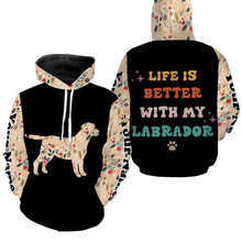 Load image into Gallery viewer, Cute Floral Labrador Retriever Shirt| Life is Better With Labrador Custom Labrador Owner Shirt Lab Mom JTSD339