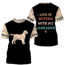 Load image into Gallery viewer, Cute Floral Labrador Retriever Shirt| Life is Better With Labrador Custom Labrador Owner Shirt Lab Mom JTSD339