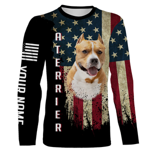 Unisex Pitbull Terrier American Flag 3D Printed Hoodie Long Sleeve| Custom Pitbull Lover Shirt| JTSD243