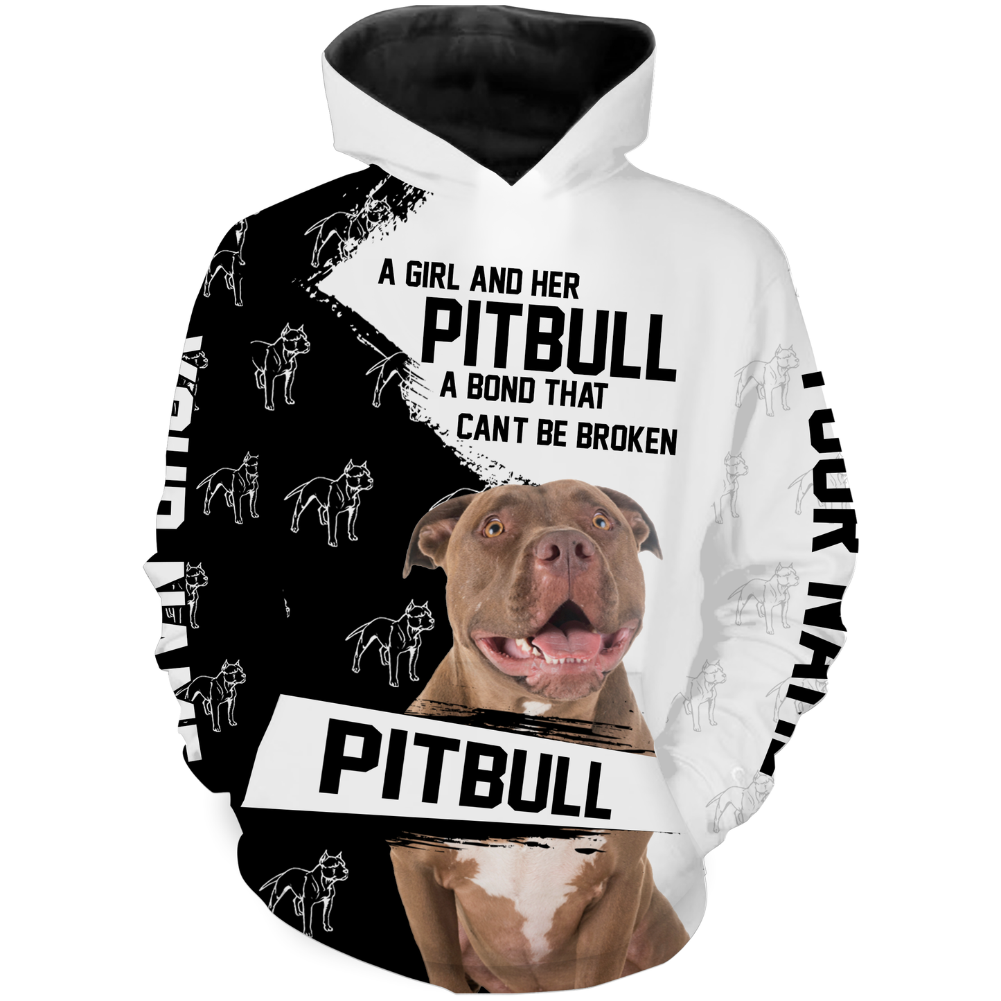 Love Pitbull Hoodie Long Sleeve for Women| Custom 3D Pitbull Shirt for Pitbull Mom| JTSD247