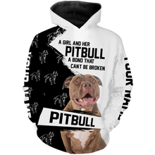 Load image into Gallery viewer, Love Pitbull Hoodie Long Sleeve for Women| Custom 3D Pitbull Shirt for Pitbull Mom| JTSD247