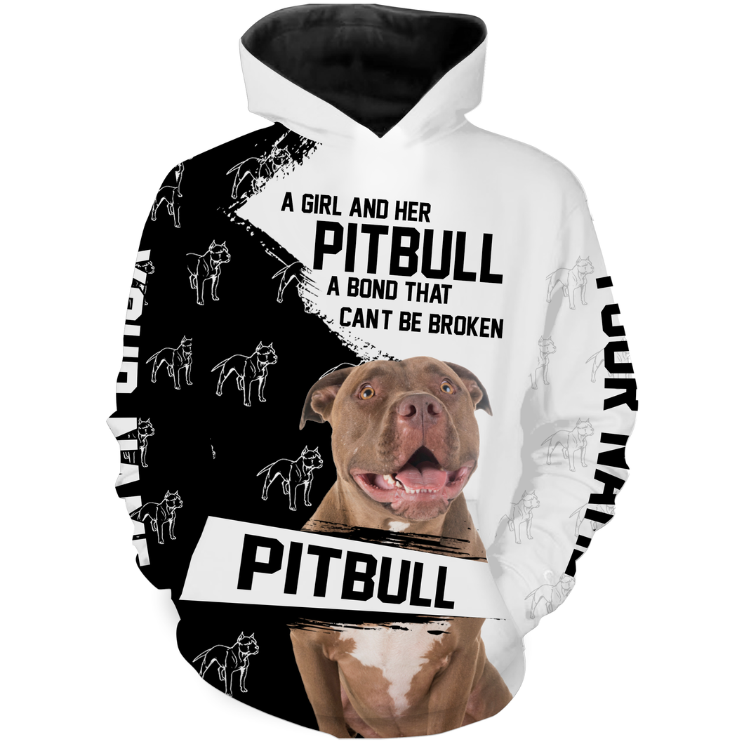 Love Pitbull Hoodie Long Sleeve for Women| Custom 3D Pitbull Shirt for Pitbull Mom| JTSD247