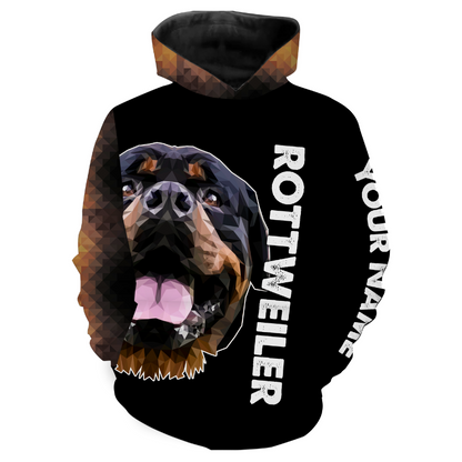 Love Rottweiler Personalized Hoodie Long Sleeve| Custom Rottweiler Shirt for Rottweiler Lover Dog Dad Dog Mom| JTSD265