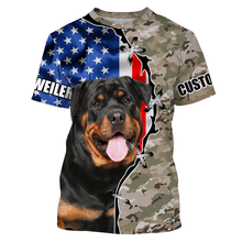 Load image into Gallery viewer, Rottweiler 3D All Over Printed Clothes| Custom Camo Hunting Dog Shirt with American Flag, Dog Lover JTSD214