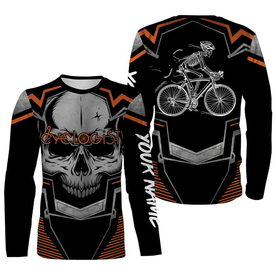 Skull Mountain Biking Jersey, MTB Jersey, Personalized Shirt for Cyclist, Biker Rider, Racing Cycling| JTS436