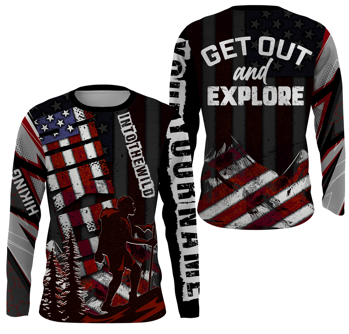 Personalized HikingJersey UPF30+, American Flag Shirt for Men Best Gift for Hikers Get Out and Explore| SP22