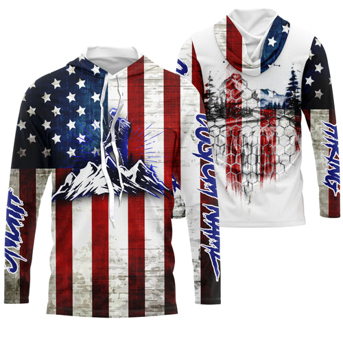 Best Gift for Hikers Mens Patriotic Shirts I Love Hiking Tshirt The Mountain T Shirts UV UPF 30+ |SP121