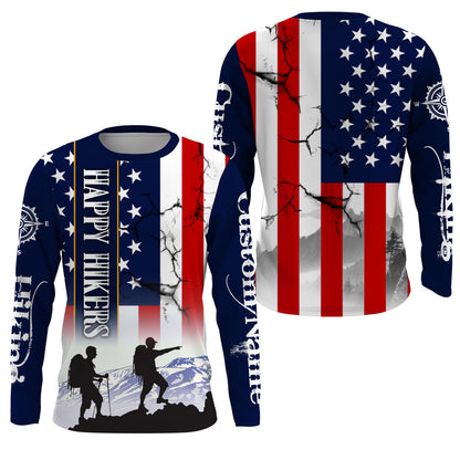 Personalized Happy Hikers Shirt American Flag Shirt Hiking T-shirt Best Gifts for Hikers, Father UPF 30+| SP125