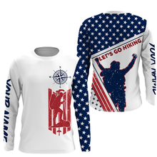 Load image into Gallery viewer, Personalized American Flag Hike Shirt for Men Let’s Go Hiking Jersey UPF30+ Compass in the Forest Cool Cloth| SP4