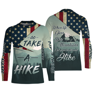 Personalized Name 3D Printed Shirt Take A Hike Patriotic Hiking Shirts for Men, Women, Hikers| SP39